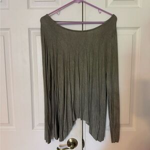 Green Pleated A-Line Maxi Blouse